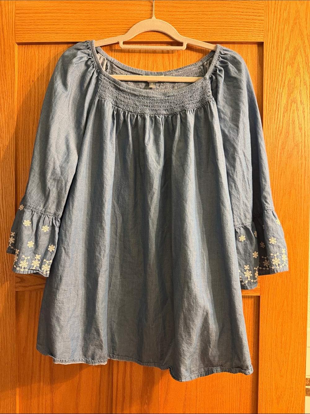 Terra & Sky Light Blue Embroidered Peasant Tunic